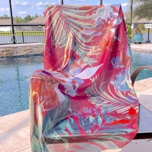 NWT INC Floral Shimmer Pareo Wrap
